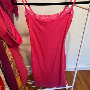 SKIMS Soft Lounge Long Slip Dress Neon Rose Size XS